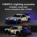 Peças Carro de Corrida Técnico RC – Kit de Blocos de Montar com Motor Elétrico, LED e Controle Remoto