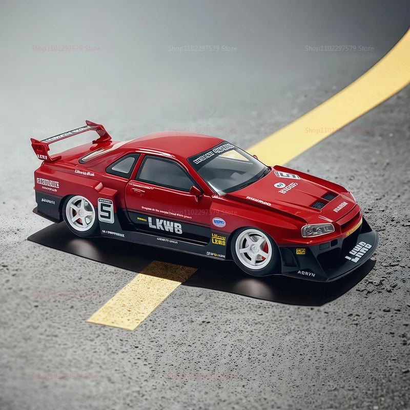 Modelo de Carro Esportivo 1/24 em Liga – Wide Body com Luzes e Som de Motor