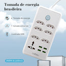 Filtro de Linha com Extensão e Entradas USB – 10A, 100–220V | Tomada com Proteção e Plugue Padrão Brasileiro