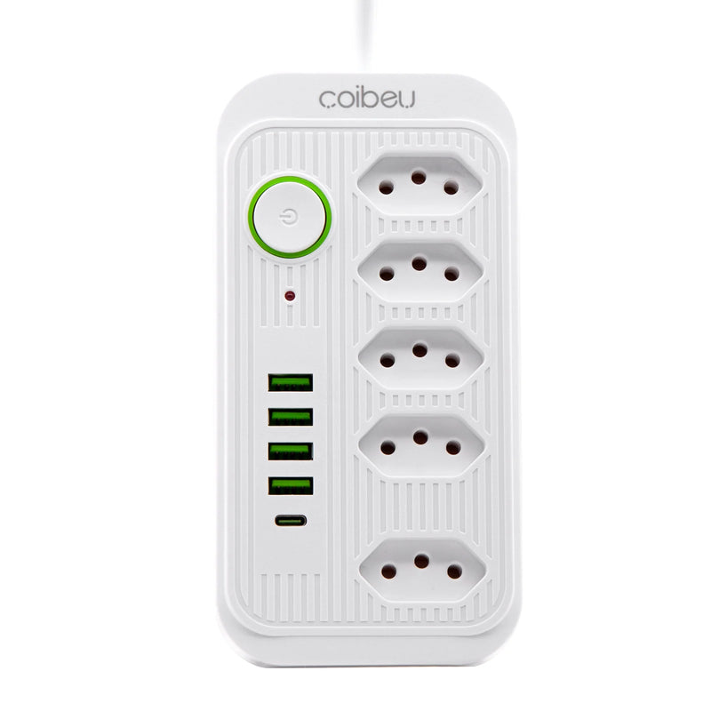 Filtro de Linha com Extensão e Entradas USB – 10A, 100–220V | Tomada com Proteção e Plugue Padrão Brasileiro