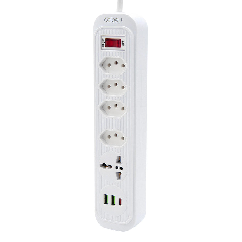 Filtro de Linha com Extensão e Entradas USB – 10A, 100–220V | Tomada com Proteção e Plugue Padrão Brasileiro