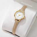 Relógio Feminino Elegante – Mostrador Romano Pequeno, Pulseira de Couro, Estilo Clássico e Sofisticado