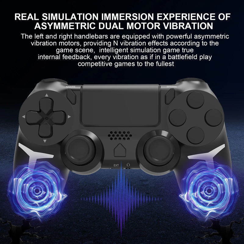 Controle Gamer Sem Fio GAMINJA – Compatível com PS4, PS3 e PC, com Giroscópio de 6 Eixos, Vibração Dupla e Touchpad Integrado via Bluetooth