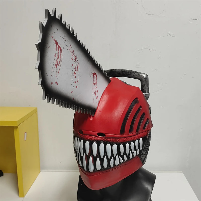 Máscara Chainsaw Man para Adulto – Capacete de Látex para Cosplay, Halloween e Fantasia Anime