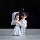 Mini Figura Son Goku & Chichi Casamento – Estátua Q Version 9cm | Dragon Ball Z PVC Colecionável