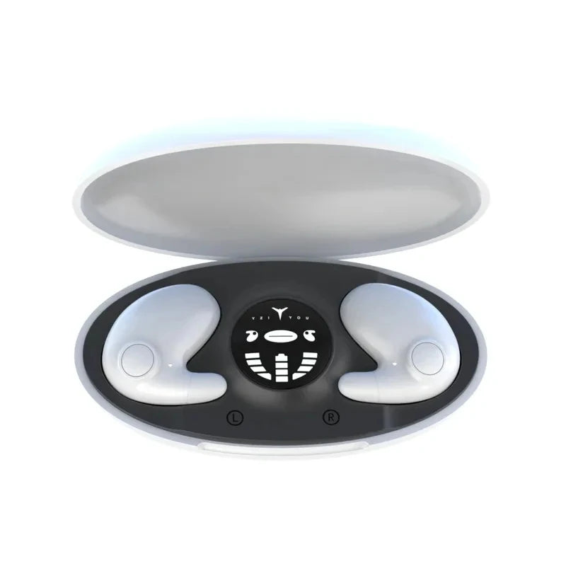 Fone de Ouvido Bluetooth 5.3 Invisível à Prova d’Água IPX5 com Microfone – Estéreo, Confortável para Dormir e Atividades Diárias