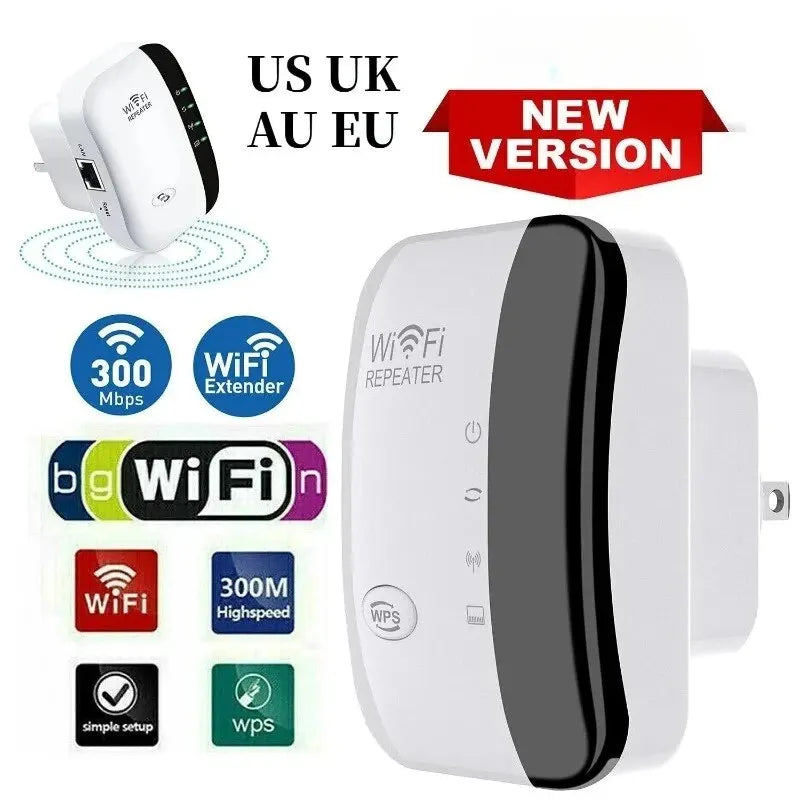Repetidor Wi-Fi 300Mbps – Amplificador de Sinal Wireless, Extensor de Rede, Roteador Portátil EU/US Plug
