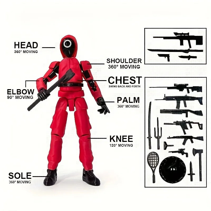 Boneco Articulado 3D Dummy13 – Brinquedo Montável Multiarticulado, Modelo Digital, Ornamento Criativo, Squid Doll Handmade