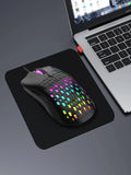Mouse Gamer Sem Fio – Iluminação Colorida, DPI Ajustável, Design Honeycomb Moderno e Leve