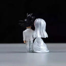 Mini Figura Son Goku & Chichi Casamento – Estátua Q Version 9cm | Dragon Ball Z PVC Colecionável