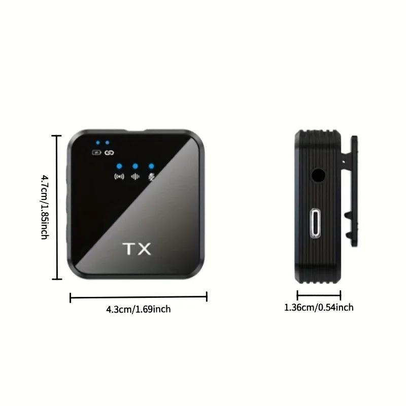 Microfone de Lapela Sem Fio 3 em 1 – Para Lives, Entrevistas e Gravações com Cancelamento de Ruído