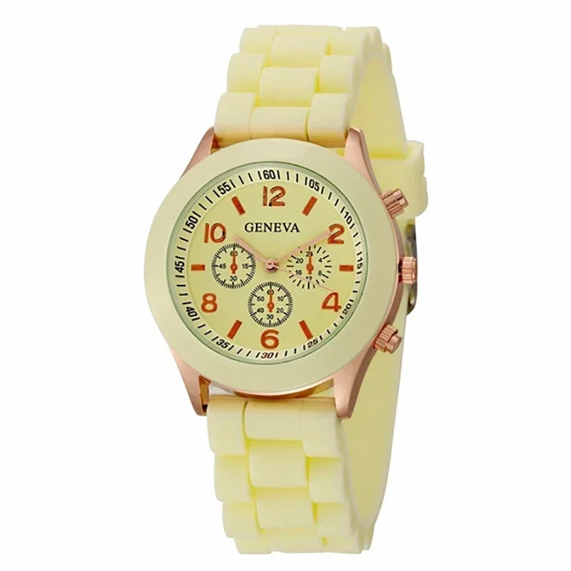 Relógio Feminino de Luxo 2025 – Moda Elegante, Pulseira de Silicone, Quartz Preciso, Estilo Moderno e Confortável