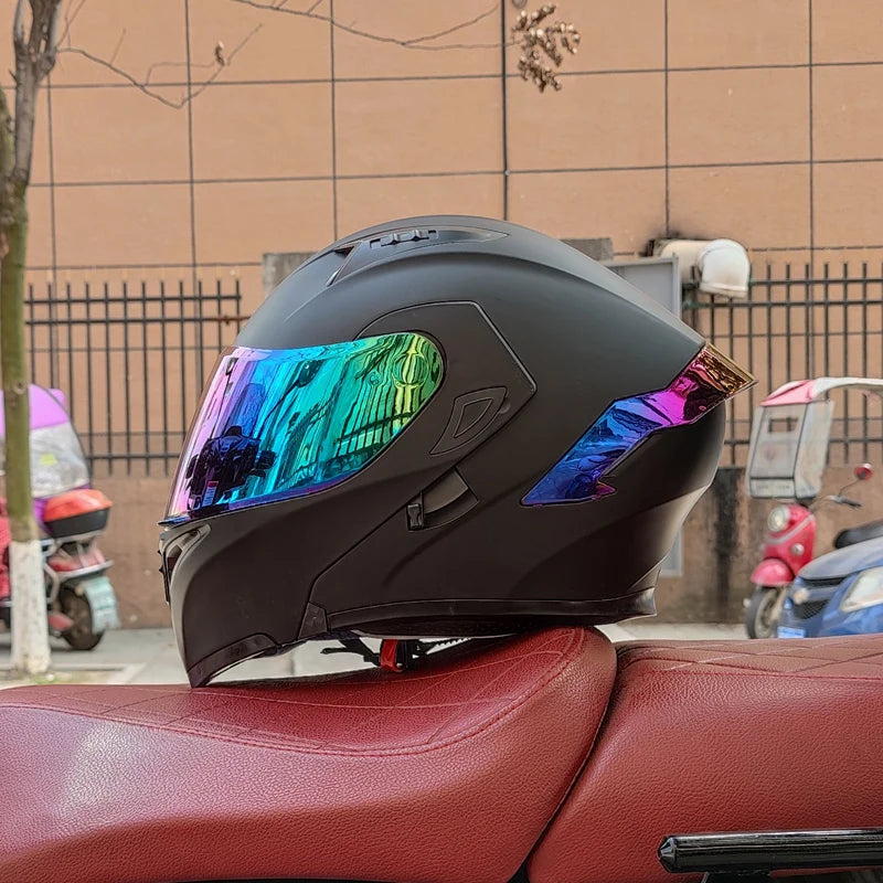 Capacete Modular Flip-Up para Moto – Full Face com Dupla Viseira, Alta Qualidade e Certificação DOT