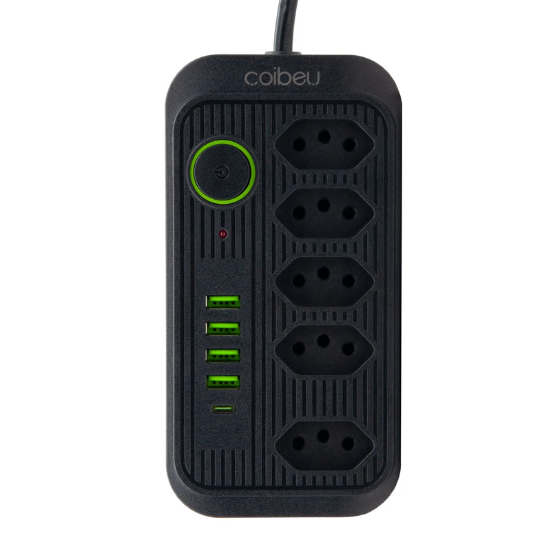Filtro de Linha com Extensão e Entradas USB – 10A, 100–220V | Tomada com Proteção e Plugue Padrão Brasileiro