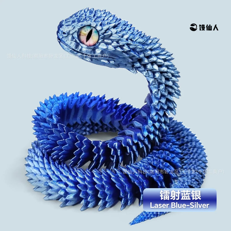 Cobra Articulada 3D Impressa – Brinquedo Sensorial Realista com Juntas Móveis, Modelo de Simulação Animal para Crianças e Adultos