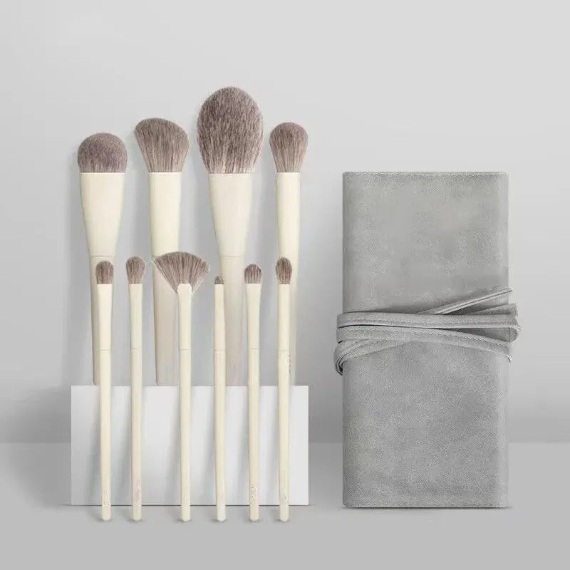 Kit 10 Pincéis de Maquiagem Profissional – Completo para Rosto, Olhos e Lábios