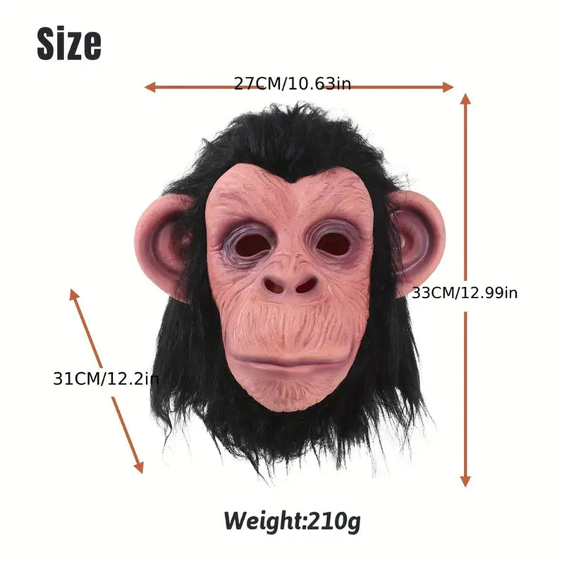 Máscara Deluxe de Chimpanzé com Cabelo – Máscara de Látex para Halloween e Cosplay