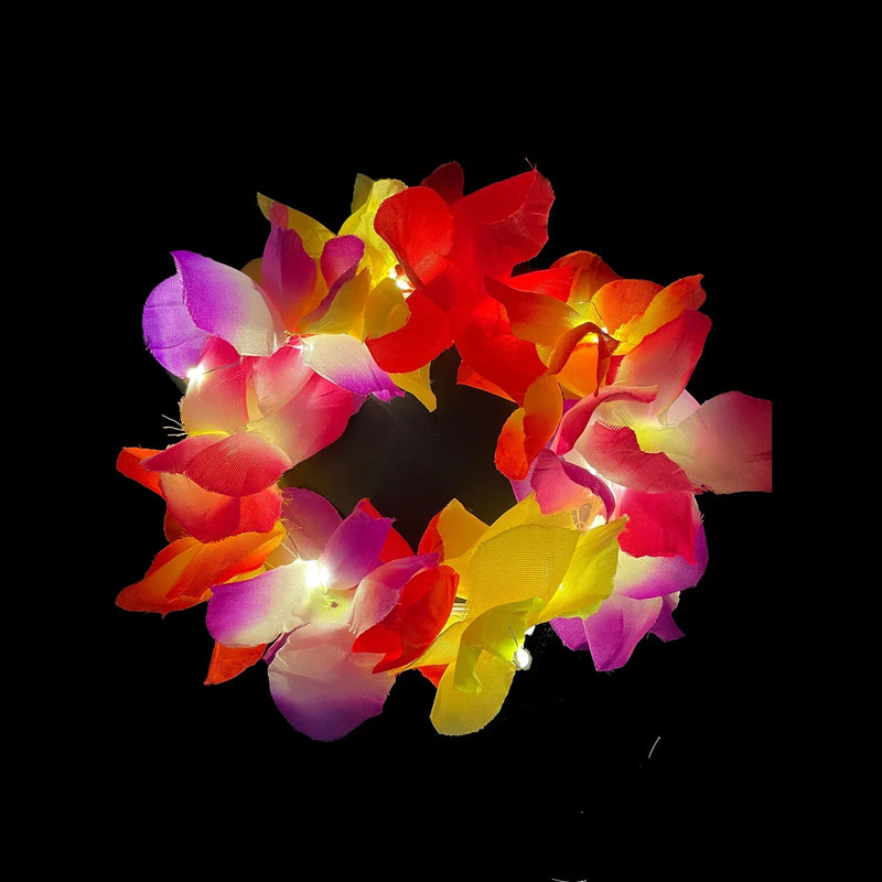 Tiara Coroa de Flores LED Havaiana – Headband Iluminado Glow para Festa, Casamento, Aniversário, Natal e Festival