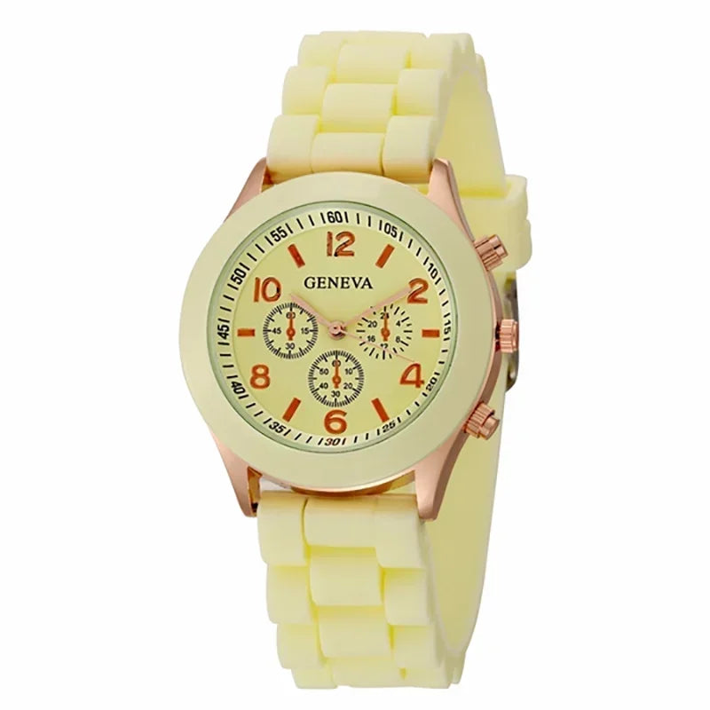 Relógio Feminino de Luxo 2025 – Moda Elegante, Pulseira de Silicone, Quartz Preciso, Estilo Moderno e Confortável