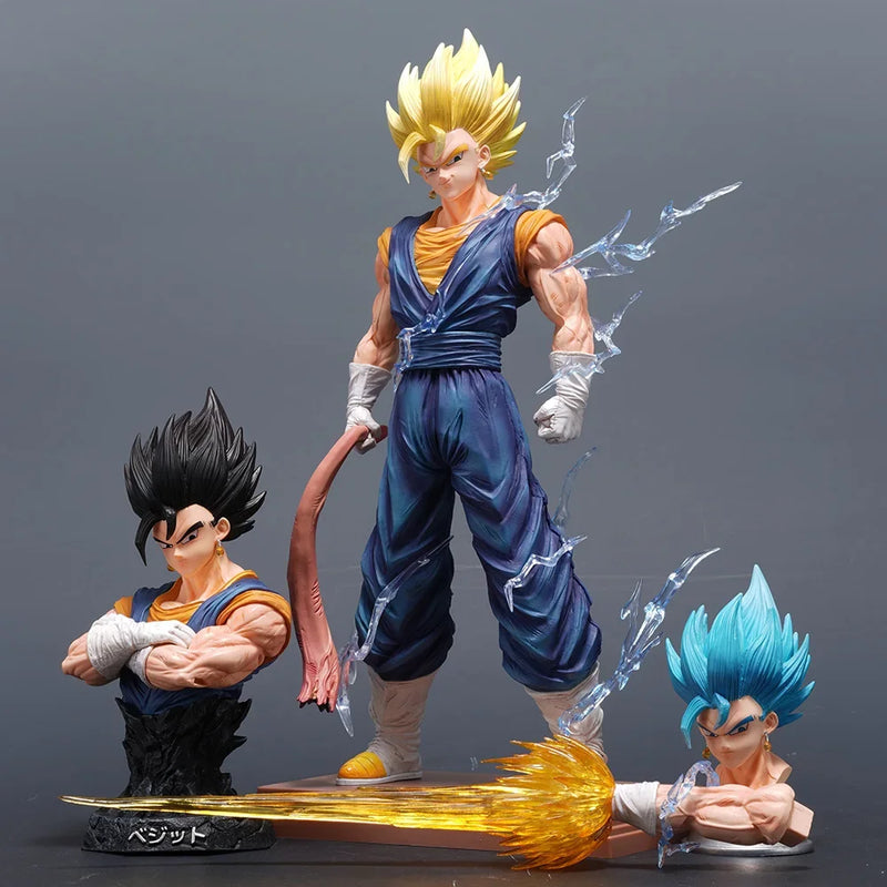 Dragon Ball Z Vegito Super Saiyan Blue / Gogeta Figura Anime 32CM – 3 Cabeças PVC Colecionável