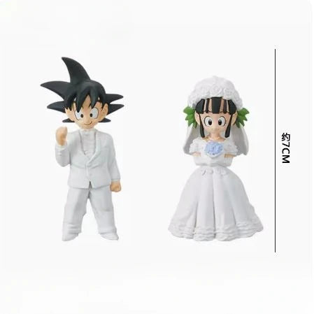 Miniatura Son Goku & Chichi Casamento | Action Figure Decorativa | Bolo & Presente