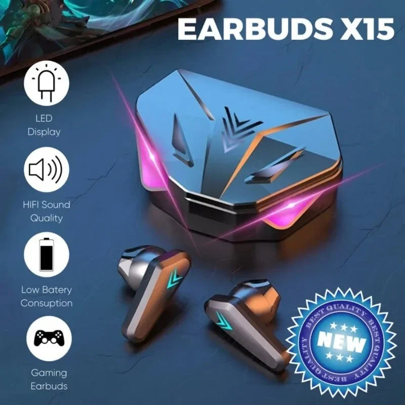 🎧 Fone de Ouvido X15 TWS Bluetooth – Sem Fio, Baixa Latência 65ms, Microfone Integrado, Ideal para Jogos e Esportes – Compatível com Xiaomi, iPhone e Android