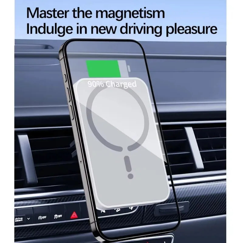 🔋 Suporte Veicular Magnético com Carregamento Rápido 100W – Compatível com iPhone 12 a 16 Pro Max ➡️ Fixação Segura na Saída de Ar | Carregamento Sem Fio Super Rápido