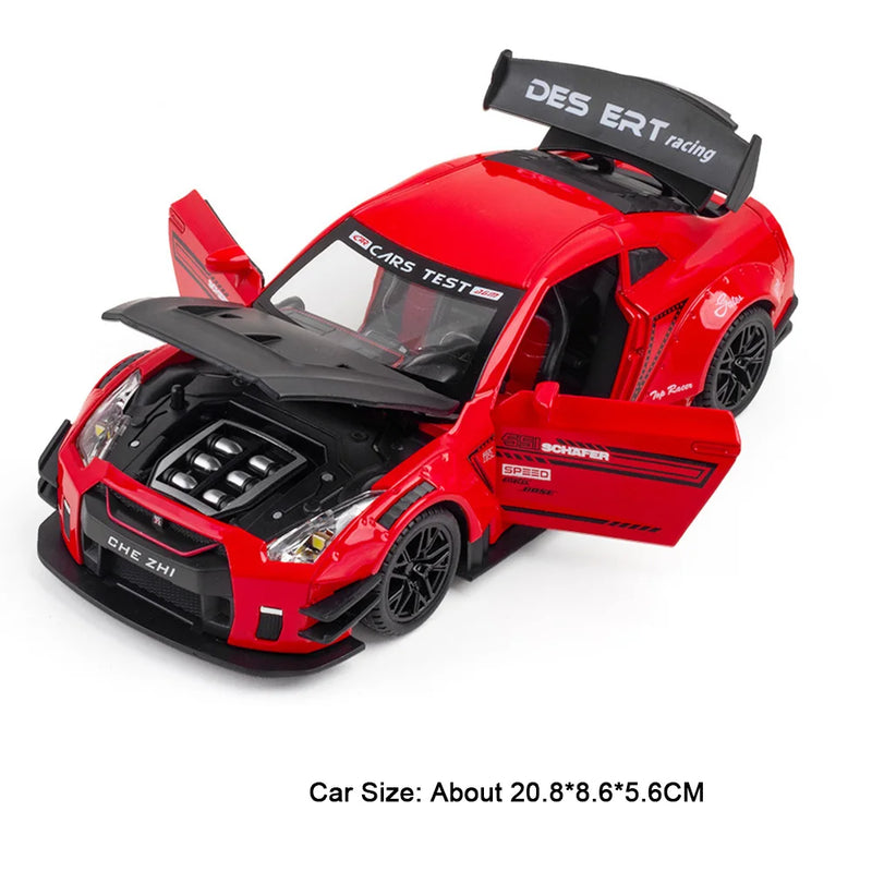 Carro Modelo 1:24 Nissan GTR R34 – Diecast com Som, Luz e Portas Abríveis