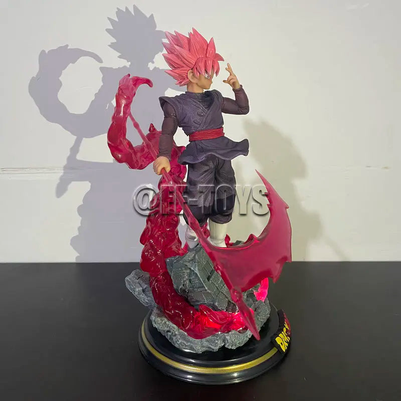 Estátua Dragon Ball Z Zamasu e Goku Black – 28cm com Base Iluminada | Figura de Ação em PVC para Colecionadores e Fãs