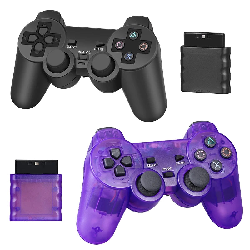 Gamepad Sem Fio PS2 – Joystick 2.4G com Vibração para PS2 e PC