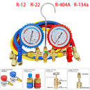 Kit Manômetro para Refrigeração e Ar Condicionado – Compatível com R-12, R-22, R-404A, R-134a | Com Mangueiras, Acopladores Ajustáveis e Adaptador para Recarga