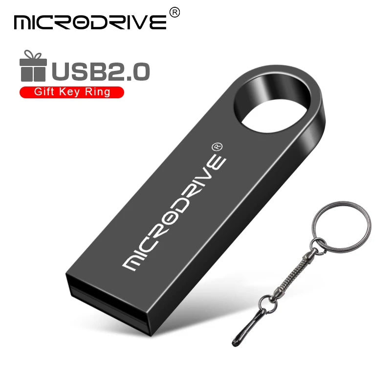 Pen Drive Metálico USB 2.0 à Prova d’Água – Alta Velocidade, 128GB, com Opção de Gravação de Logotipo Personalizado