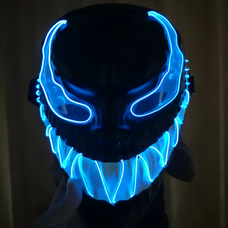 Máscara Venom LED Luminosa – Cosplay Super-Herói para Halloween e Festa