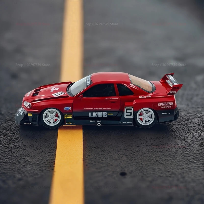 Modelo de Carro Esportivo 1/24 em Liga – Wide Body com Luzes e Som de Motor