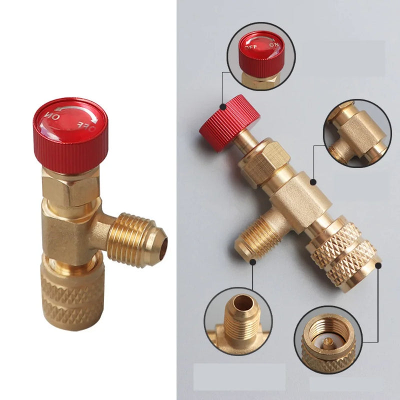 1, 2 ou 4 Válvulas de Segurança para Carga de Gás R410A/R22 – Rosca 1/4" | Adaptador para Ar-Condicionado e Refrigeração