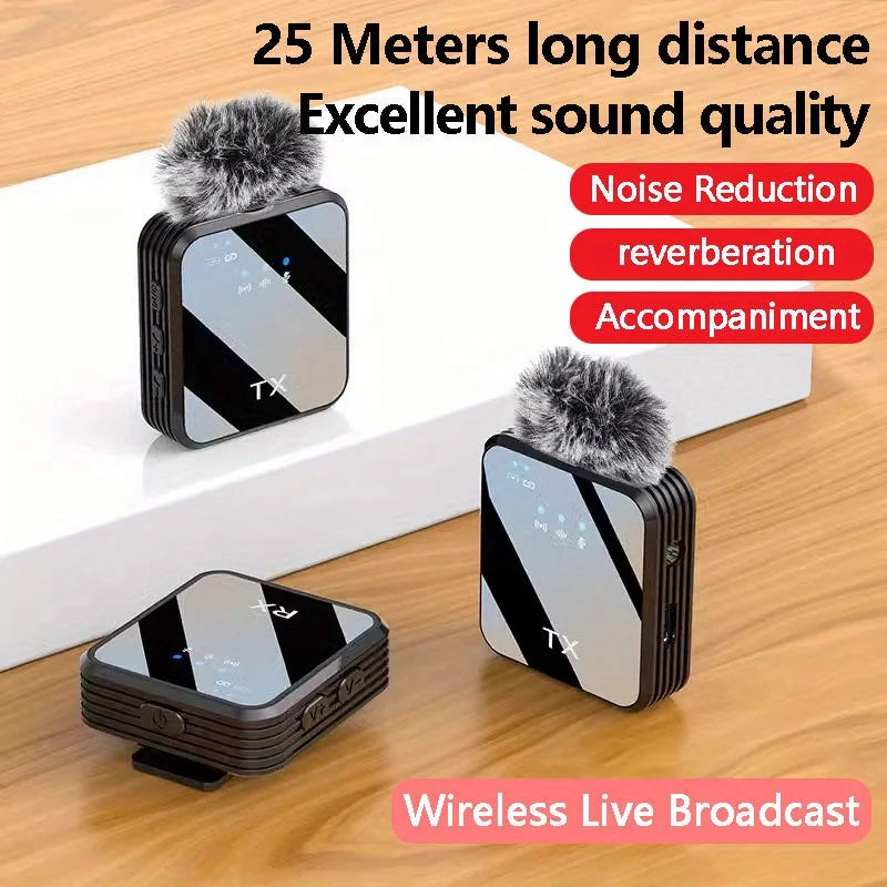 Microfone de Lapela Sem Fio 3 em 1 – Para Lives, Entrevistas e Gravações com Cancelamento de Ruído