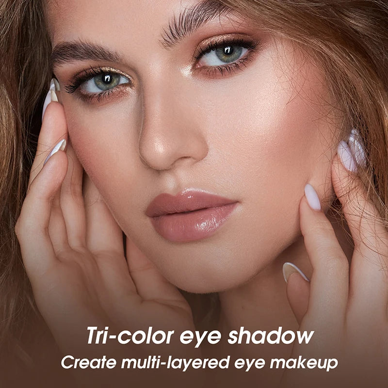 Paleta de Sombras 3 Cores – Efeito Matte e Olhar Profundo com Maquiagem em Camadas