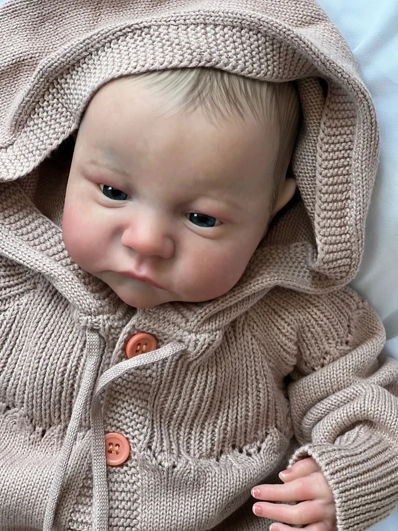 Boneca Reborn NPK Levi Acordado 19” – Pronta e Pintada à Mão com Pele 3D e Veias Visíveis | Tamanho RN | Boneca Artística de Coleção