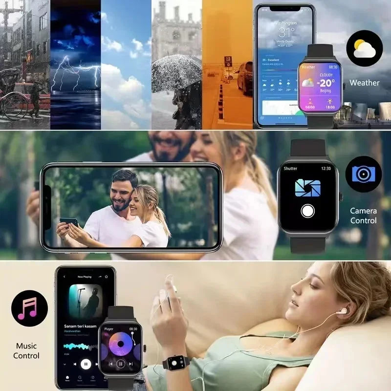 Smartwatch 2024 Bluetooth Chamadas – Tela 1.73" Full Touch, À Prova d’Água, Relógio Inteligente Esportivo Unissex, Fitness Tracker PK GTS4 Pro