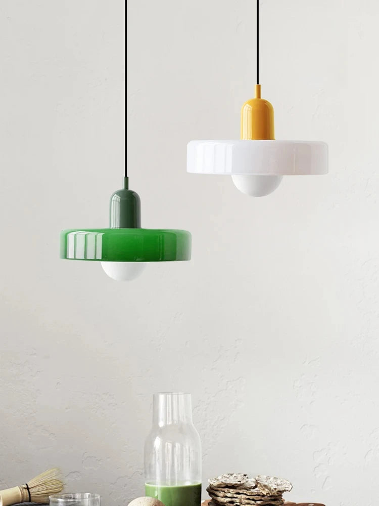 Lustre Estilo Bauhaus em Vidro Nórdico – Iluminação Retrô Elegante para Sala de Jantar, Sala de Estar, Quarto, Bar e Cafeteria