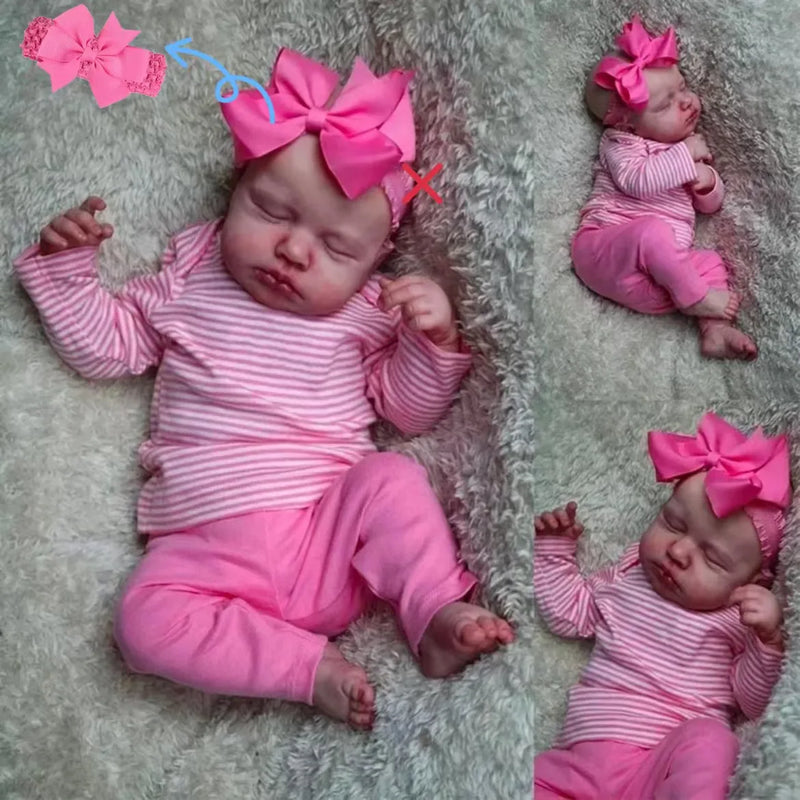 Boneca Reborn LouLou Dorminhoca 50cm – Pele 3D Realista com Veias Visíveis – Feita à Mão – Presente de Natal para Meninas