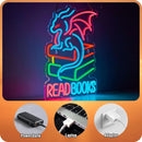 Letreiro Neon LED "Read Books" – Placa Decorativa USB para Quarto, Biblioteca, Escola, Café e Bar