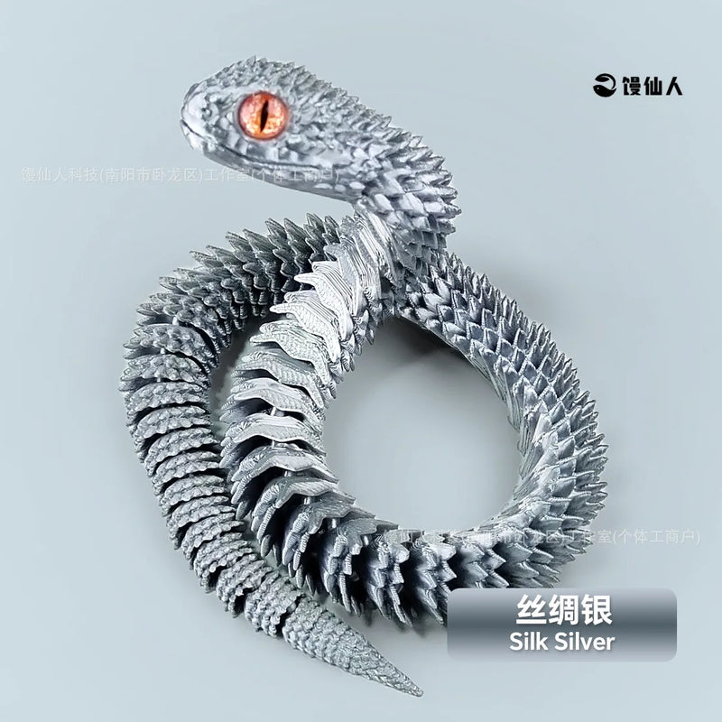 Cobra Articulada 3D Impressa – Brinquedo Sensorial Realista com Juntas Móveis, Modelo de Simulação Animal para Crianças e Adultos