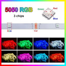 Fita LED RGB 5050 Inteligente – Controle via APP Bluetooth e Controle Remoto, USB 5V, Flexível para Decoração de Quartos e Natal