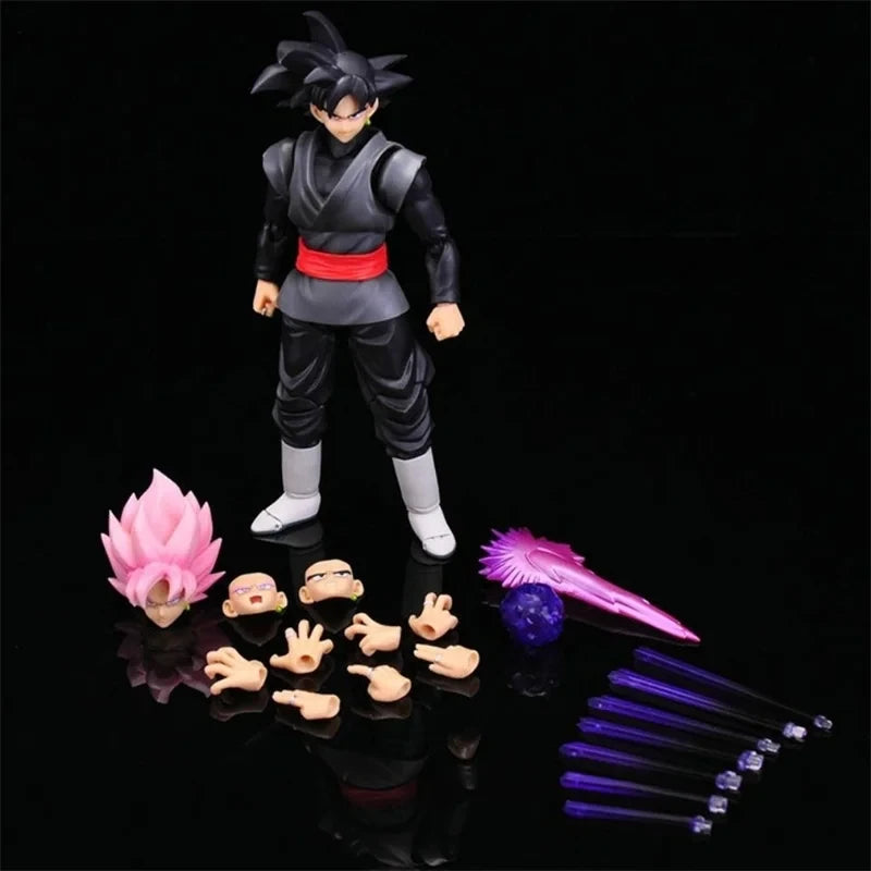 Dragon Ball Z Action Figure Black Goku Super Saiyan Rose 14cm com Acessórios – Modelo Anime Colecionável DBZ