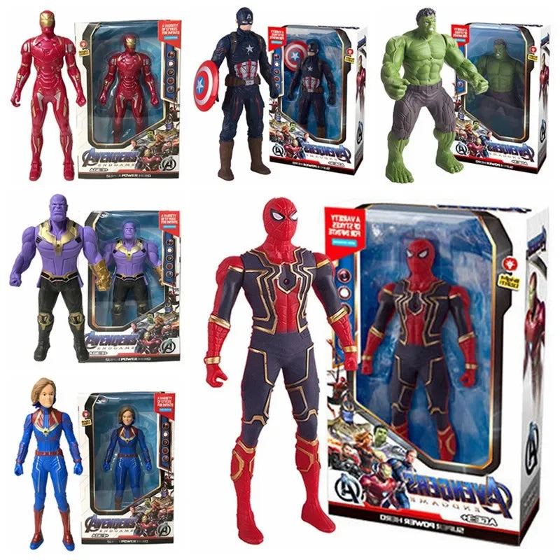 Boneco Articulado 17cm Marvel com Luz – Heróis: Capitão, Homem de Ferro e Aranha | Brinquedo Infantil e Colecionável