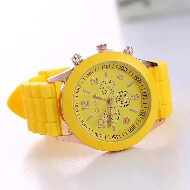 Relógio Feminino de Luxo 2025 – Moda Elegante, Pulseira de Silicone, Quartz Preciso, Estilo Moderno e Confortável