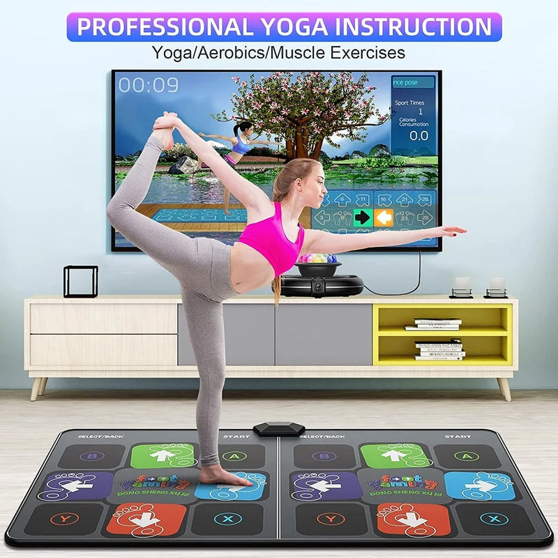 Tapete de Dança Fitness com Controle Duplo – Conectividade sem Fio para TV e PC | Jogo Musical Interativo para Toda a Família